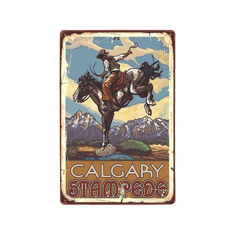 ABCDEFG Western Cowboy Retro Targa in metallo