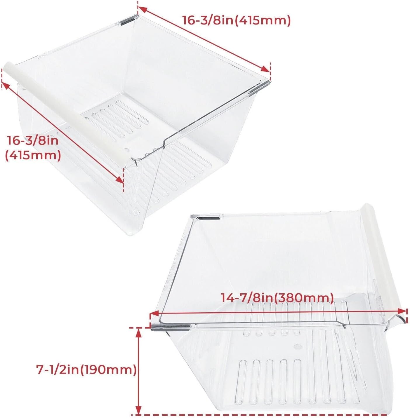 Refrigerator Crisper Drawer Upper Bin Replacement for Whirlpool WRS325FDAM04 WRS325FDAT02 WRS325FDAT04 WRS325FDAW01 WRS325FDAW02 WRS325FDAW04 WRS325FNAB00 WRS325FNAE00 WRS325FNAE01 WRS325FNAE02