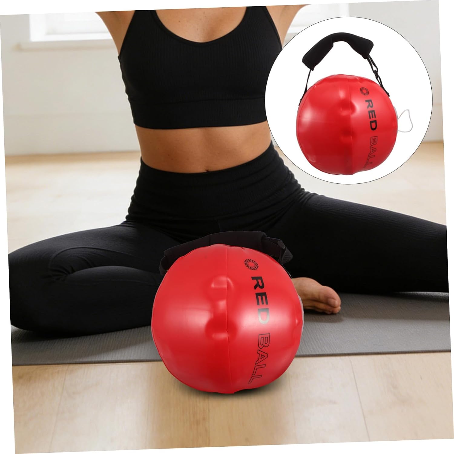 Alasum Weighted Water Sandbag for Fitness Training, 11.8"x11.8" Portable Kettlebell Alternative Sand Bag with Adjustable Weight, Red 30x30cm for Strength and Outdoor Workouts