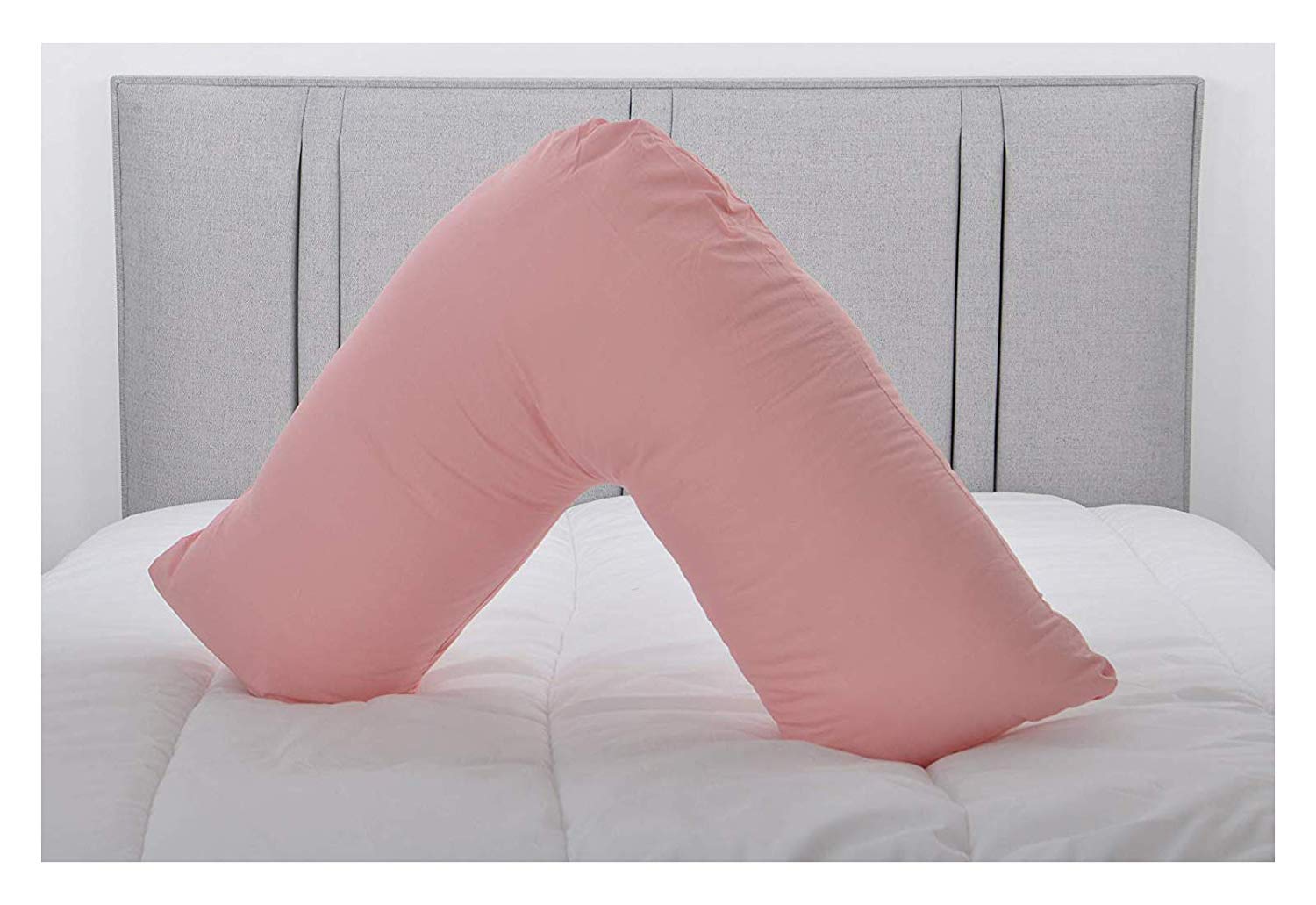 Lancashire Bedding Pink Pregnancy Pillow Premium Orthopaedic V Shape Pillow Hollowfibre Filled Nursing With Cover Back Neck Support Cushion Home Improvement Accesories