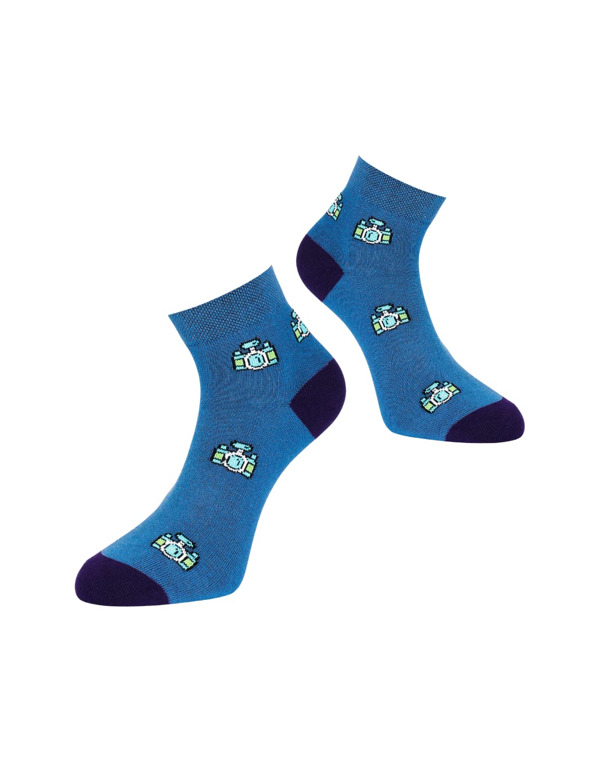Premium Shutterbug Blue Pattern Socks | Regular Length | Combed Cotton | Free Size (UK 7-12)-image-33