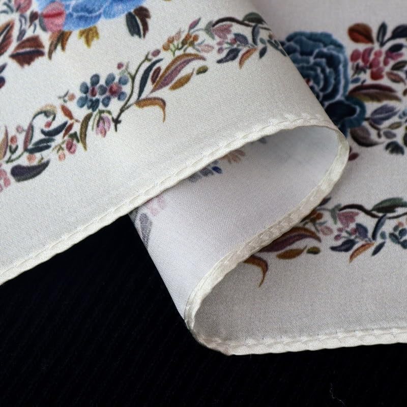 100% Mulberry Silk Neck Scarf - 21'' x 21'' Lightweight Neckerchief - Women Men Small Square Digital Printed Scarves - Image 4