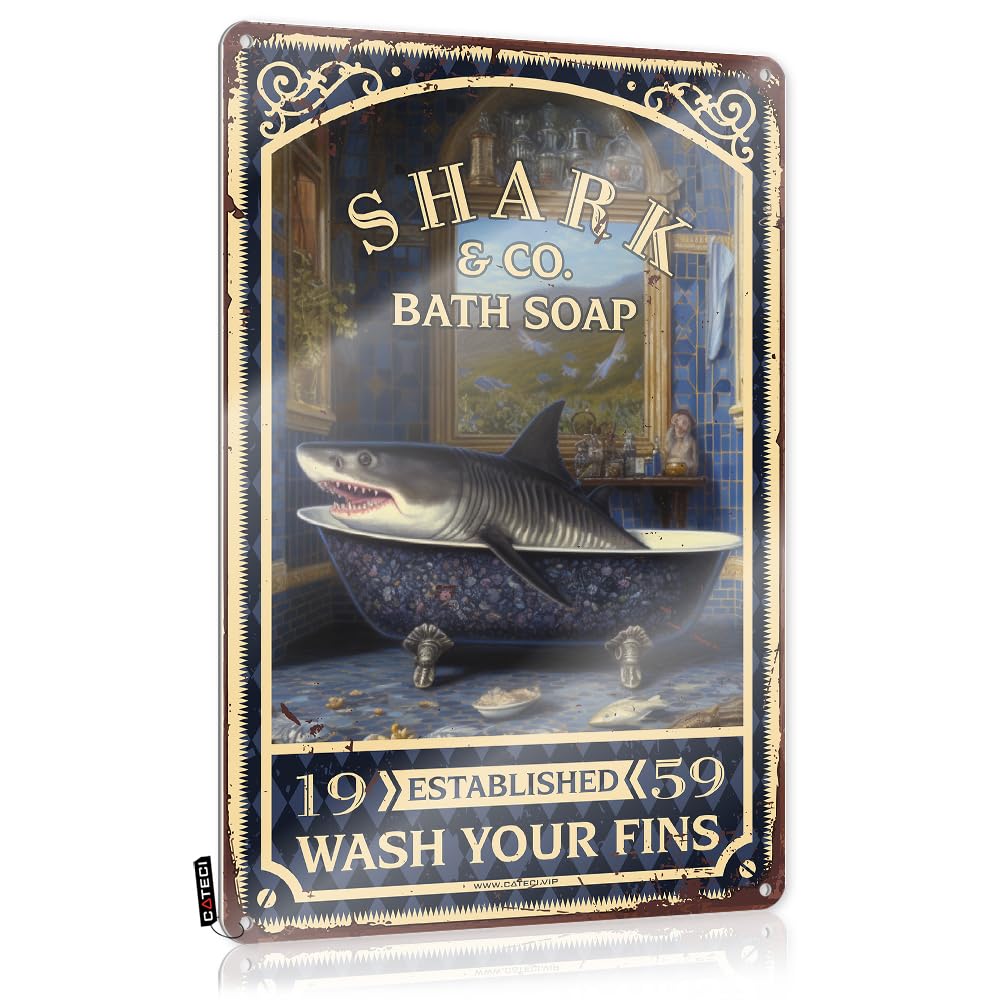 Mwfkkaddb Women's Colour Funny Coffee Signs Shark Bath Soap Wash Your Paws Tin Sign Cottage Core Decorgoth Bathroom Decorfunny Yard Signsinspirational Wall Art For Small Sign Hot Beer Tin Sign(30X40cm)