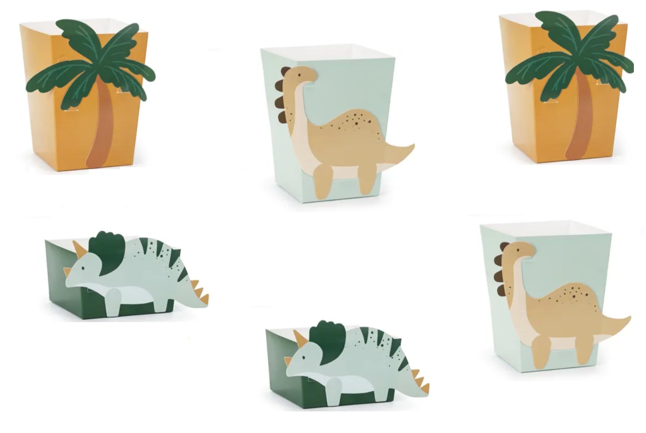 Libetui Blue And Green Snack Boxes Dino Pack Of 6 - Dinosaur Party Snack Bowls