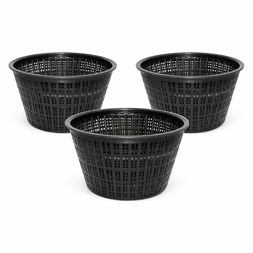 Real Aquatics Pond Plant Basket – Round Plastic Mesh Aquatic Plant Container for Water Gardens, 22 x 13 cm, Pack of 3