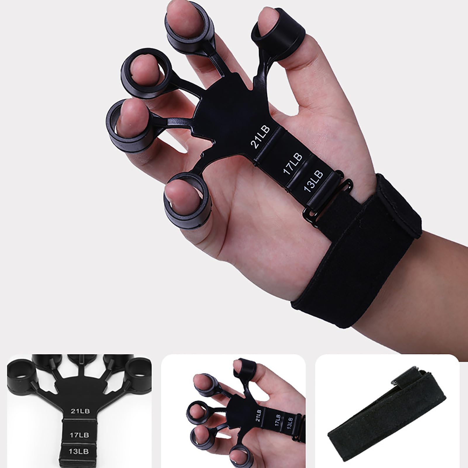 Ejercitadores de mano para fuerza, entrenamiento de fuerza de agarre de mano ajustable, 7 piezas con resortes de acero inoxidable, adecuado para músicos, atletas y recuperación de lesiones en la mano
