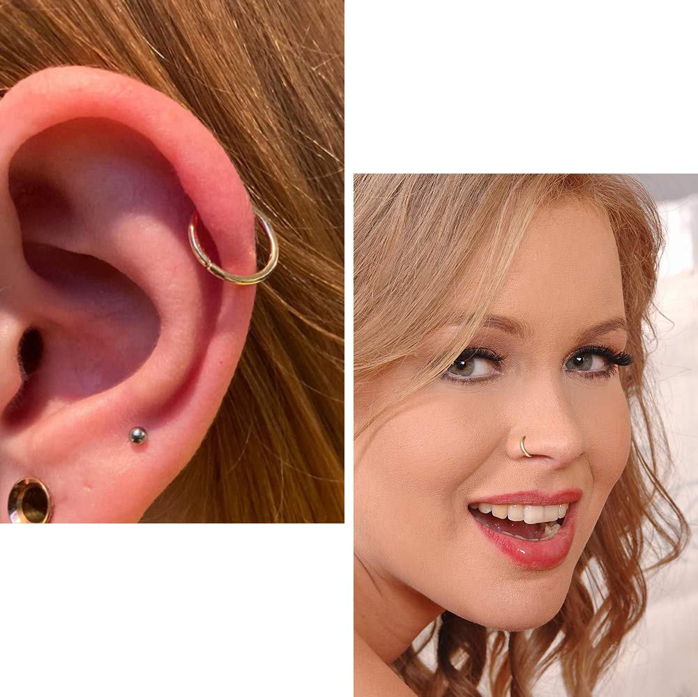 OUFER Body Piercing Helix Creolen Ohrring Ring Piercing Schmuck 16G 9K gold Scharnier Clicker Segmentring Lippe Septum Daith Tragus Conch Piercing Knorpel Ohrring