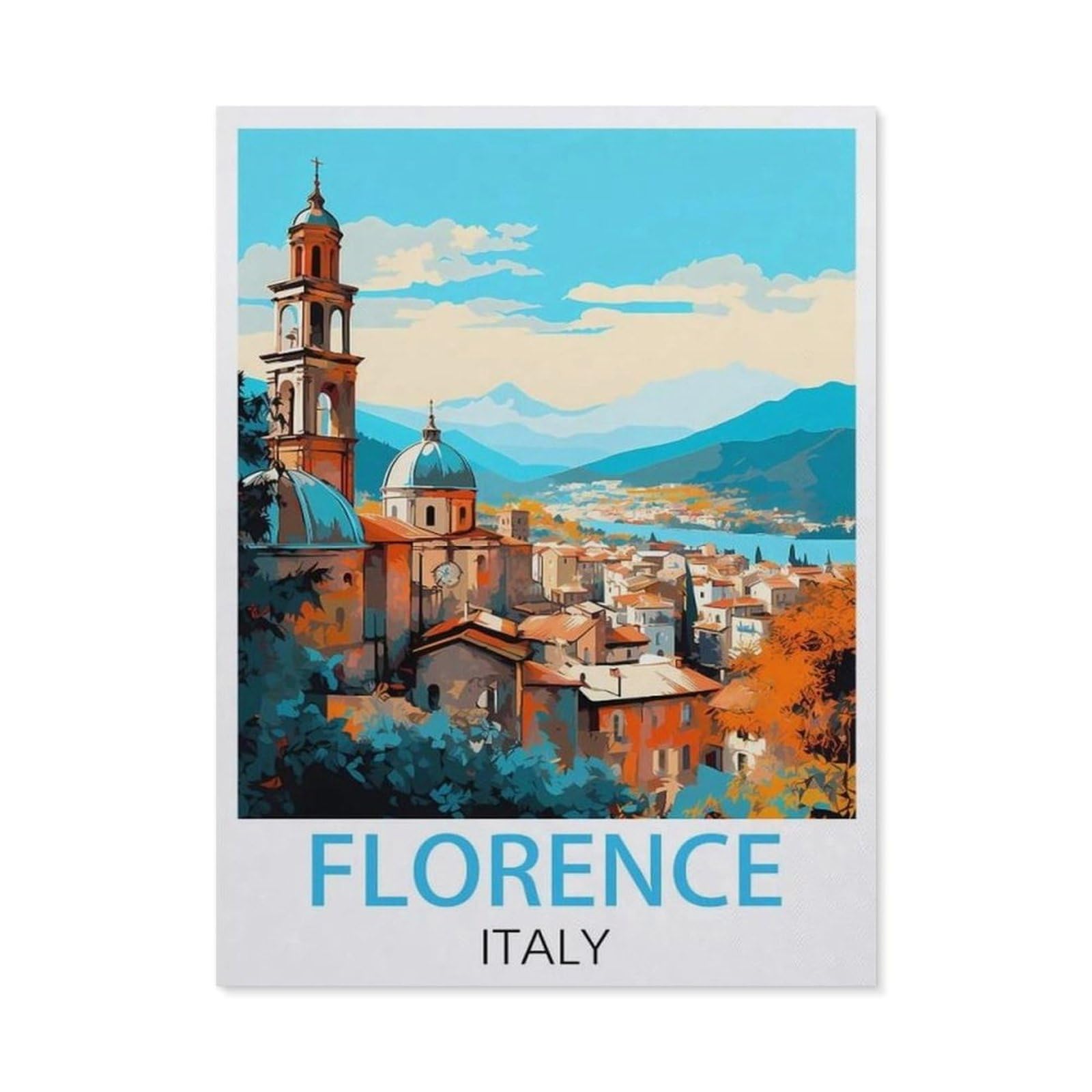 BEAYODKP 5D DIY Diamond Painting kit，Florence Italy Vintage Travel Posters，Round Resin Diamond Cross Stitch, Home Decoration Gift（50 x 60 cm/19.68 x 23.62 inches）-BY25