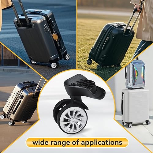 Miniatura 7 de Ruedas de repuesto para maleta de equipaje, ruedas giratorias de 360 grados, ruedas giratorias de plástico negro, ruedas giratorias de repuesto para
