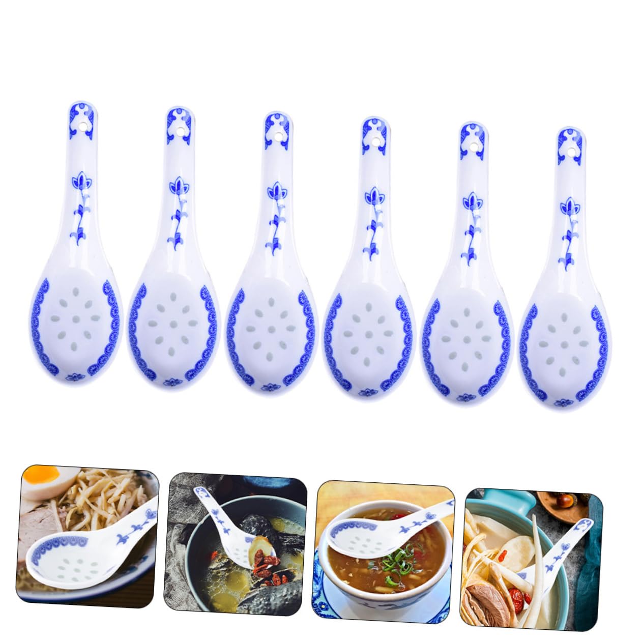 Cuillère à Soupe Ensemble 6 pièces en porcelaine bleue et blanche Céramique asiatique