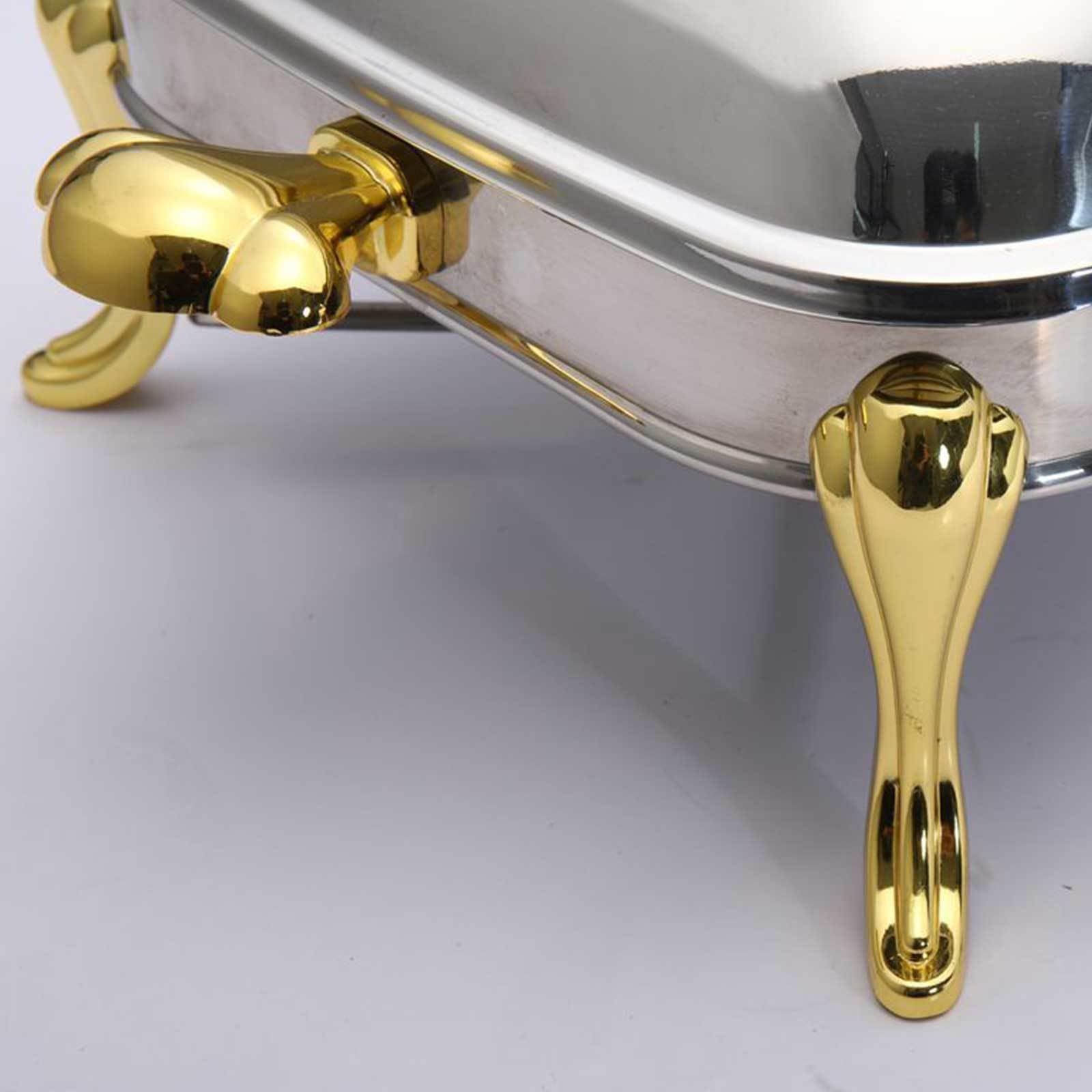 Chafing Dishes per Buffet 1 Confezione, Chafer Rettangolare in Acciaio Inox per Catering con Coperchio, Chafer e Set Scaldavivande a Buffet con Vaschetta per Cibo e Acqua, Telaio, Porta Combustibile