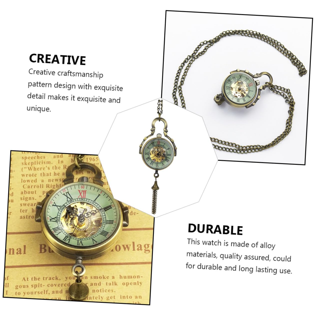 Reloj de Bolsillo Colgante Mecánico Esférico de Aleación y Vidrio