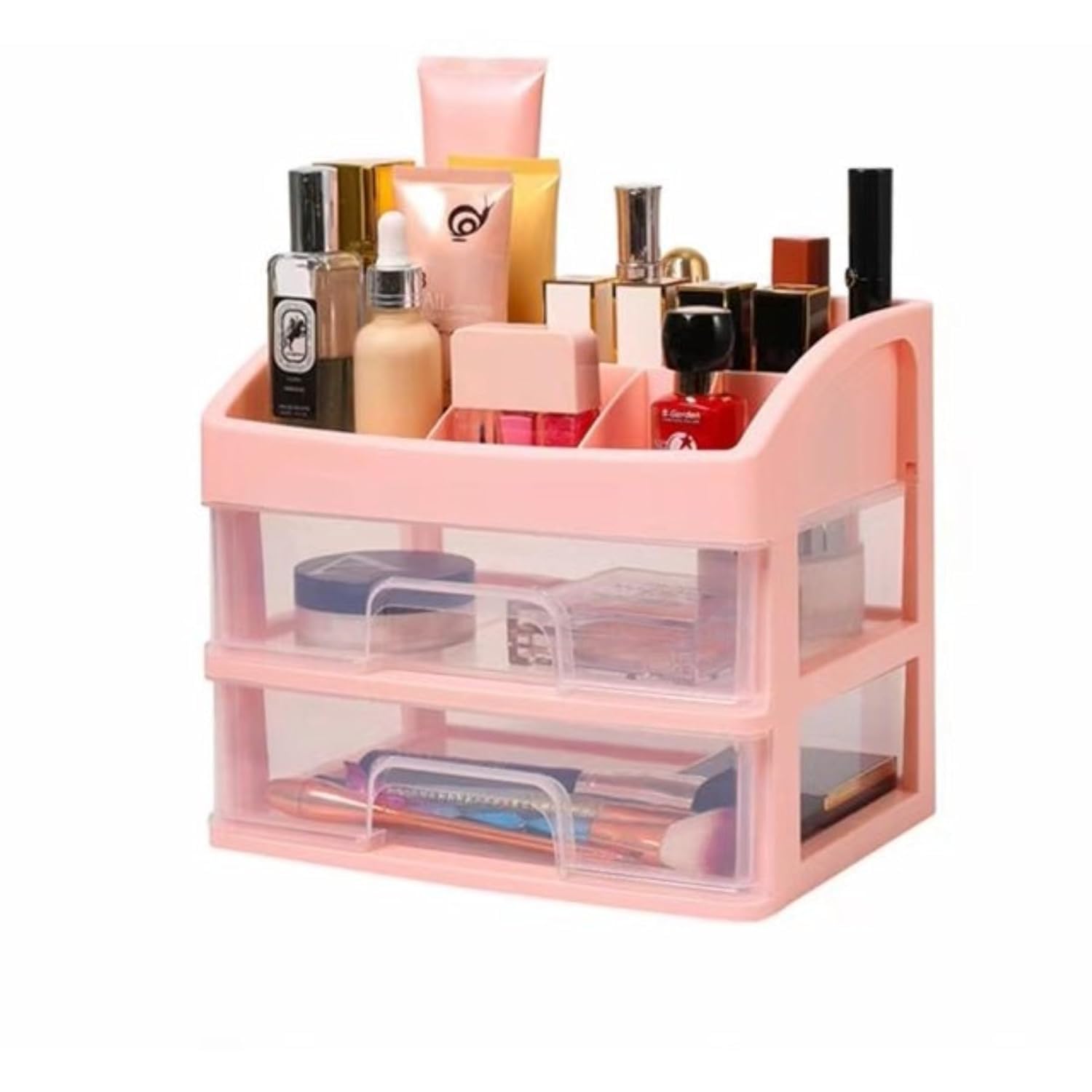 divinezon 2 layer makeup cosmetic storage for desk organizer box | Pink (B0CQRH8M7S) Amazon Price History, Amazon Price Tracker