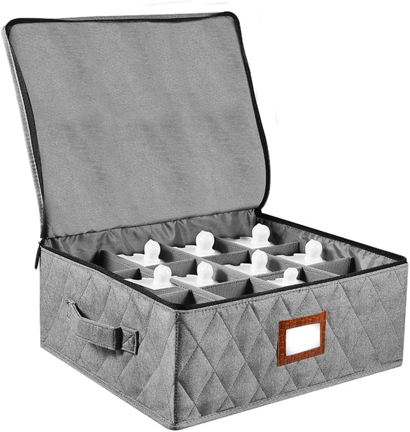 China Storage Set with Label Window, Stackable China Storage Containers, for Dinnerware Storage and Transport, Protects Cups and Mugs, 40 Felt Plate Dividers Included, Set of 5 (Grey): Home Improvement