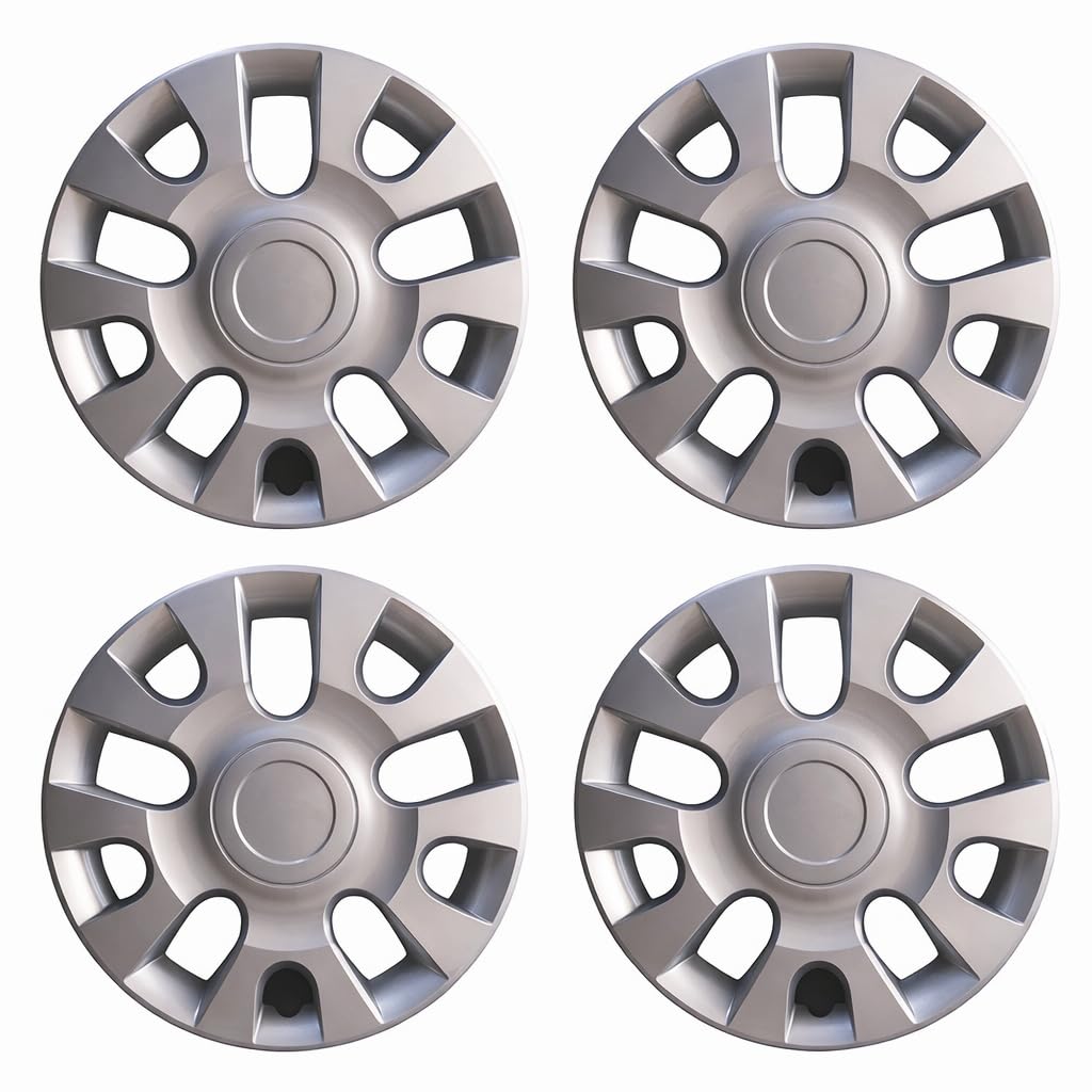Set 4 Copricerchi 13 Pollici Compatibili con Chevrolet Matiz - Coppe Ruota Universali per Cerchi in Ferro - Design Elegante, Montaggio Rapido, Colore Silver
