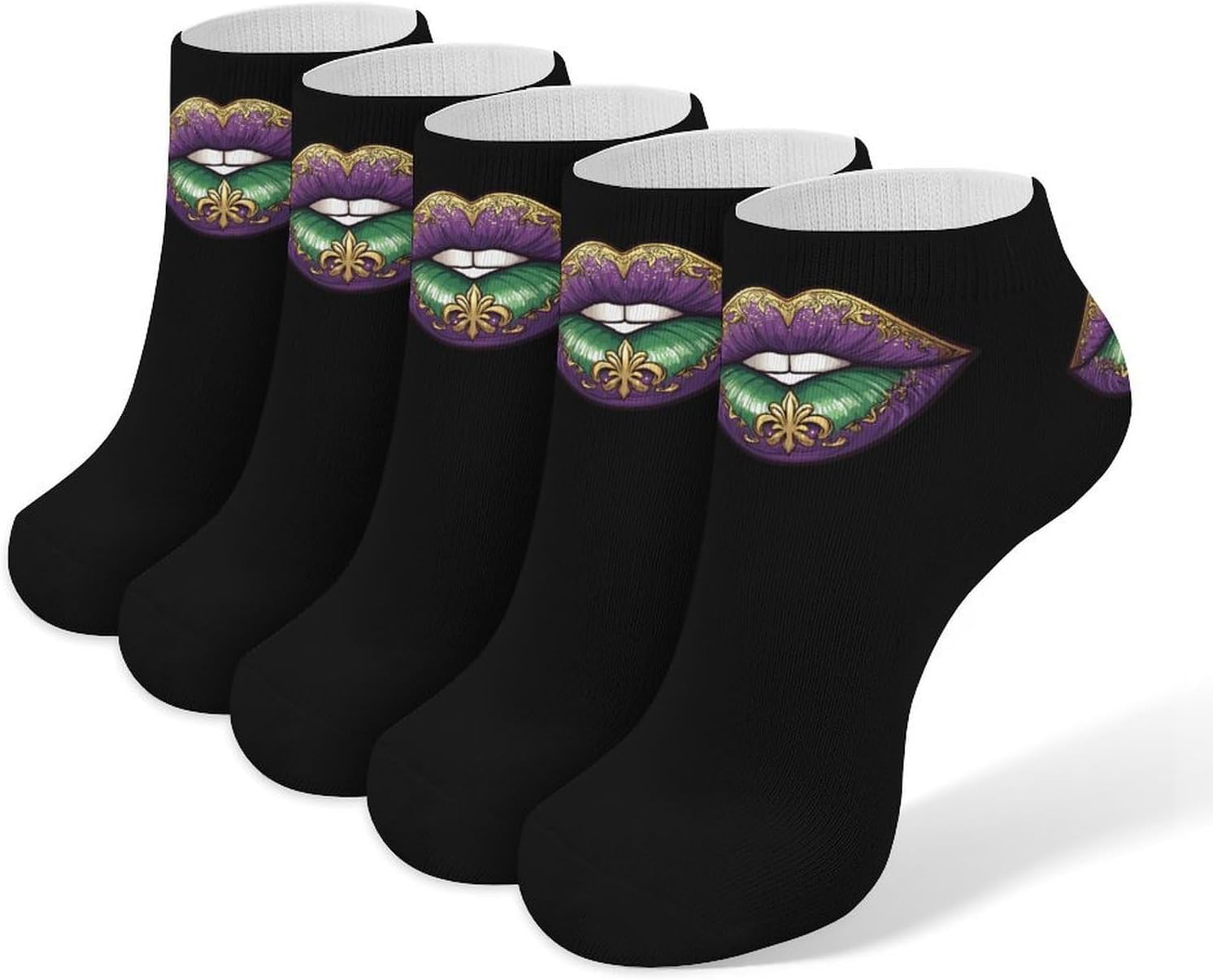 Mardi And Gras Lip Mens Socks No Show Low Cut Ankle Sock for Sports
