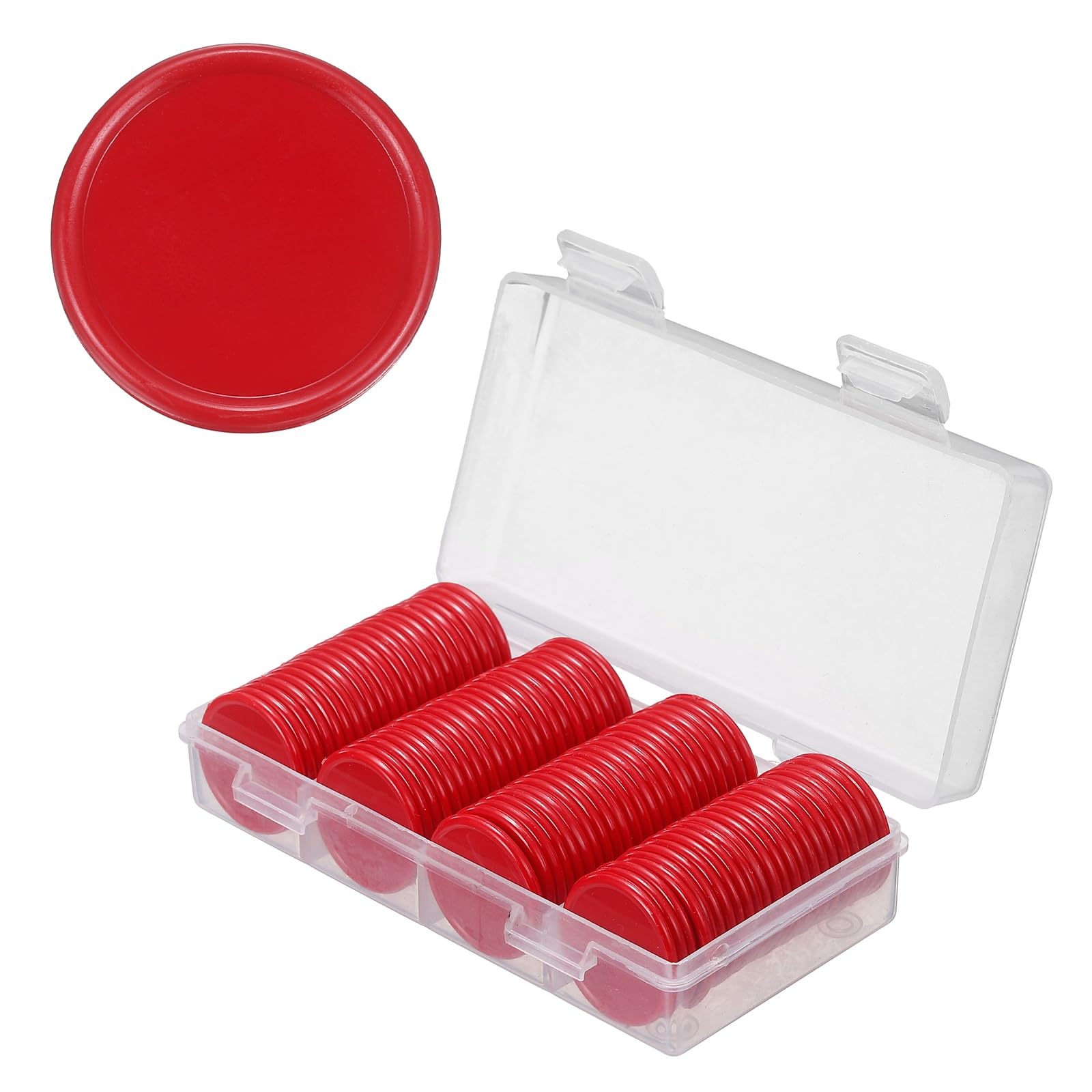 sourcing map 100Pcs Plastic Poker Chips, 25mm, Red