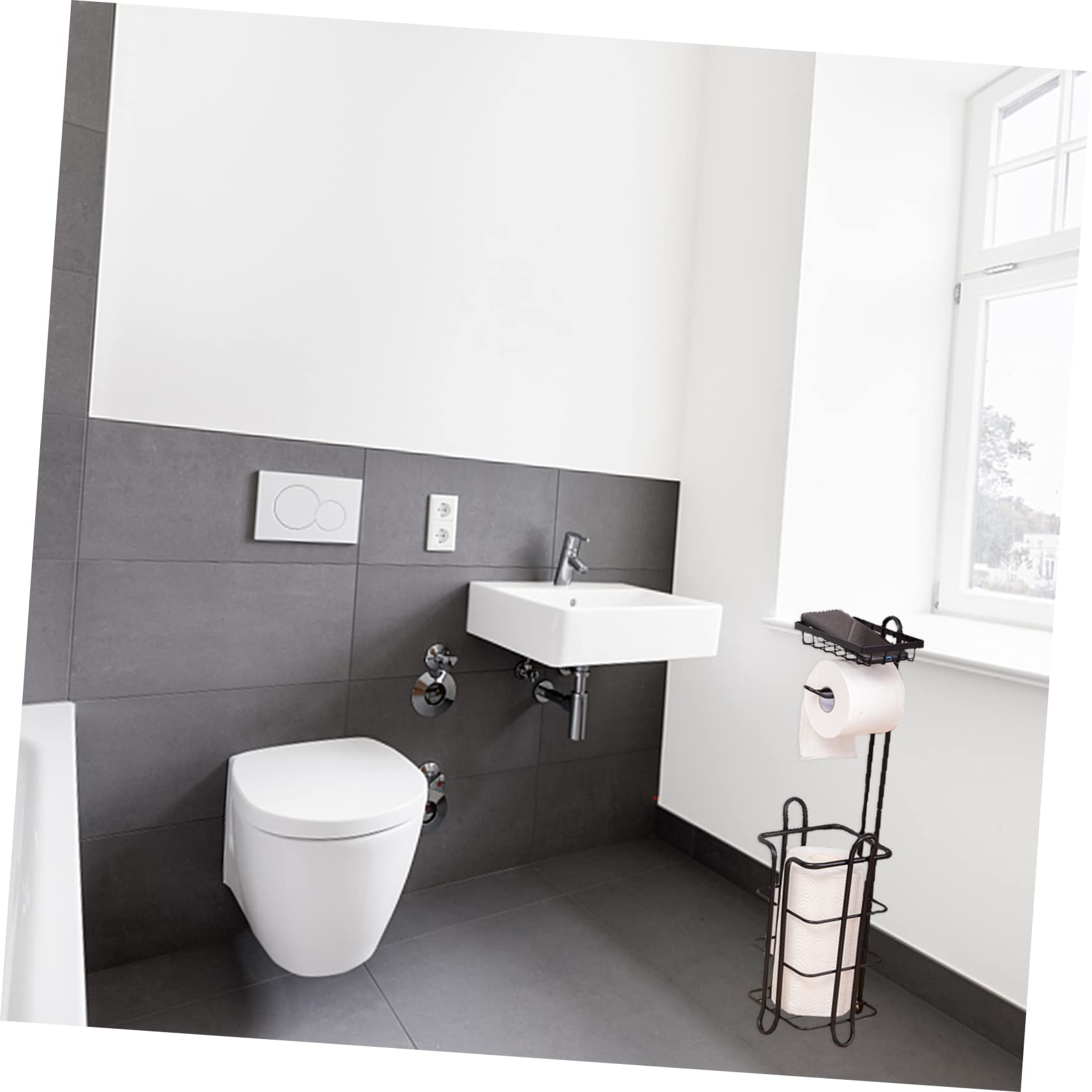 HEMOTON Vertical Tissue Stand Dispenser Ständer Für Toilettenpapier Und Küchenrollen Freistehender Multi Roll Holder Aus Robustem Für Bad Und Küche Platzsparend Und Praktisch