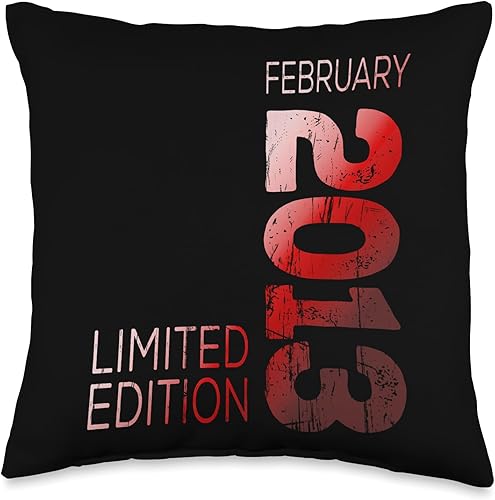 Month of February Year Retro Vintage 2013 Throw Pillow, 16x16, Multicolor