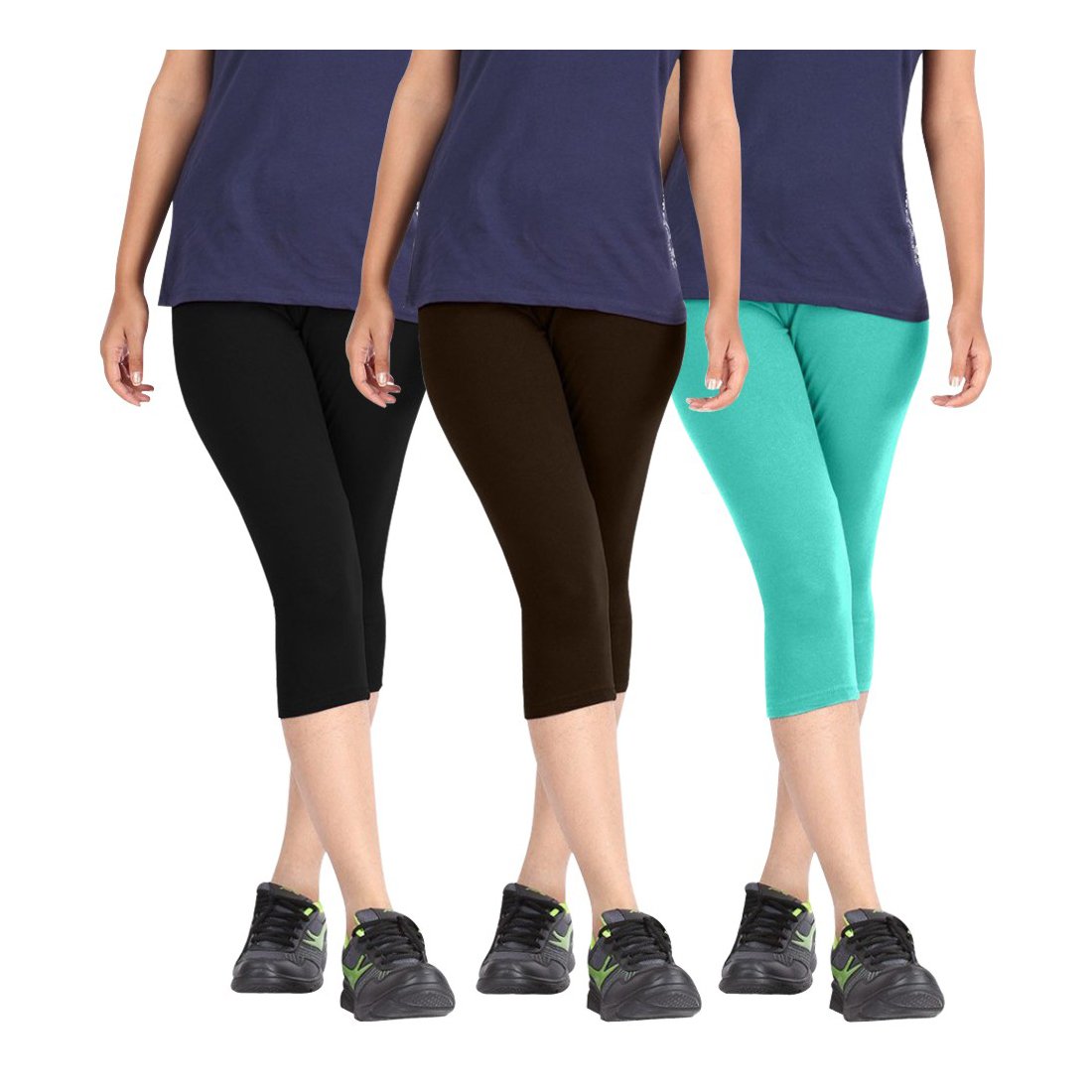 pixie Cotton Stretch Capris Legging Combo Pack of 3 for Women/Girls/Ladies - Free Size-picture-31