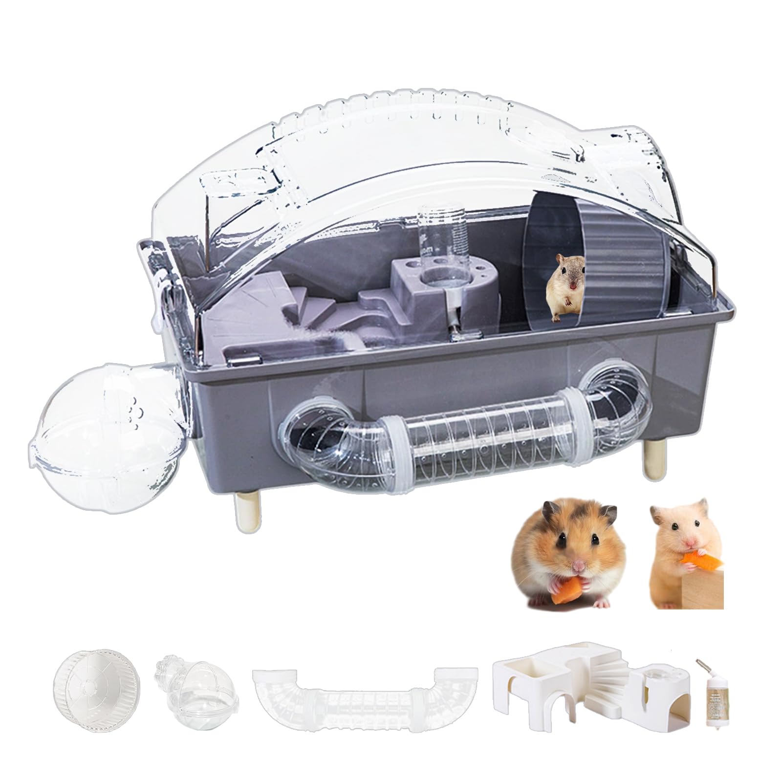 Amazon | SASATO ハムスター ケージ 飼育ケージ セット 全面クリア