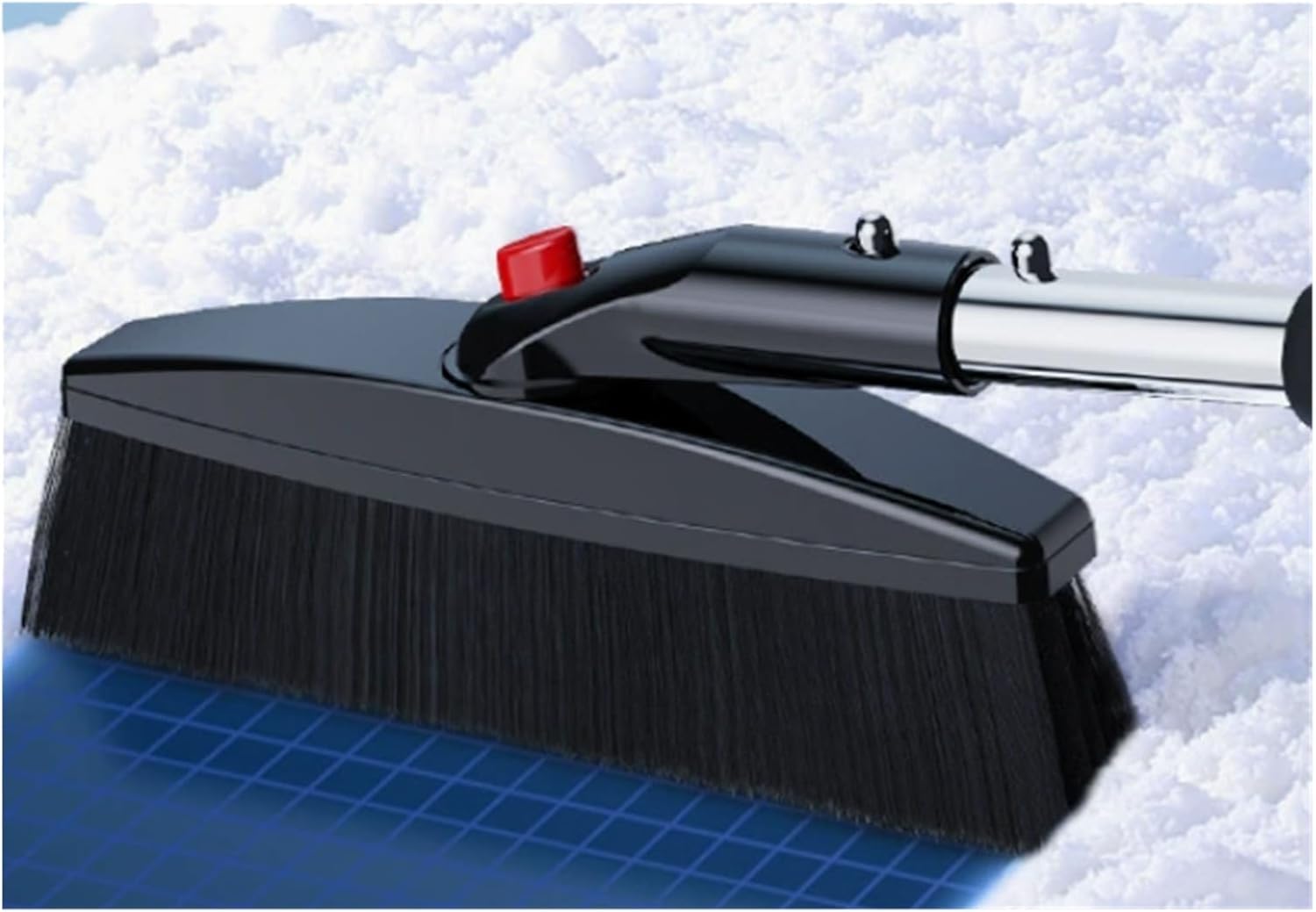 4-in-1 Aluminum Alloy Snow Brush Telescopic Car Shovel Ice Scraper with Safety Hammer Winter Removal Tool for Automotive Truck Windshield Window Scratch-Resistant