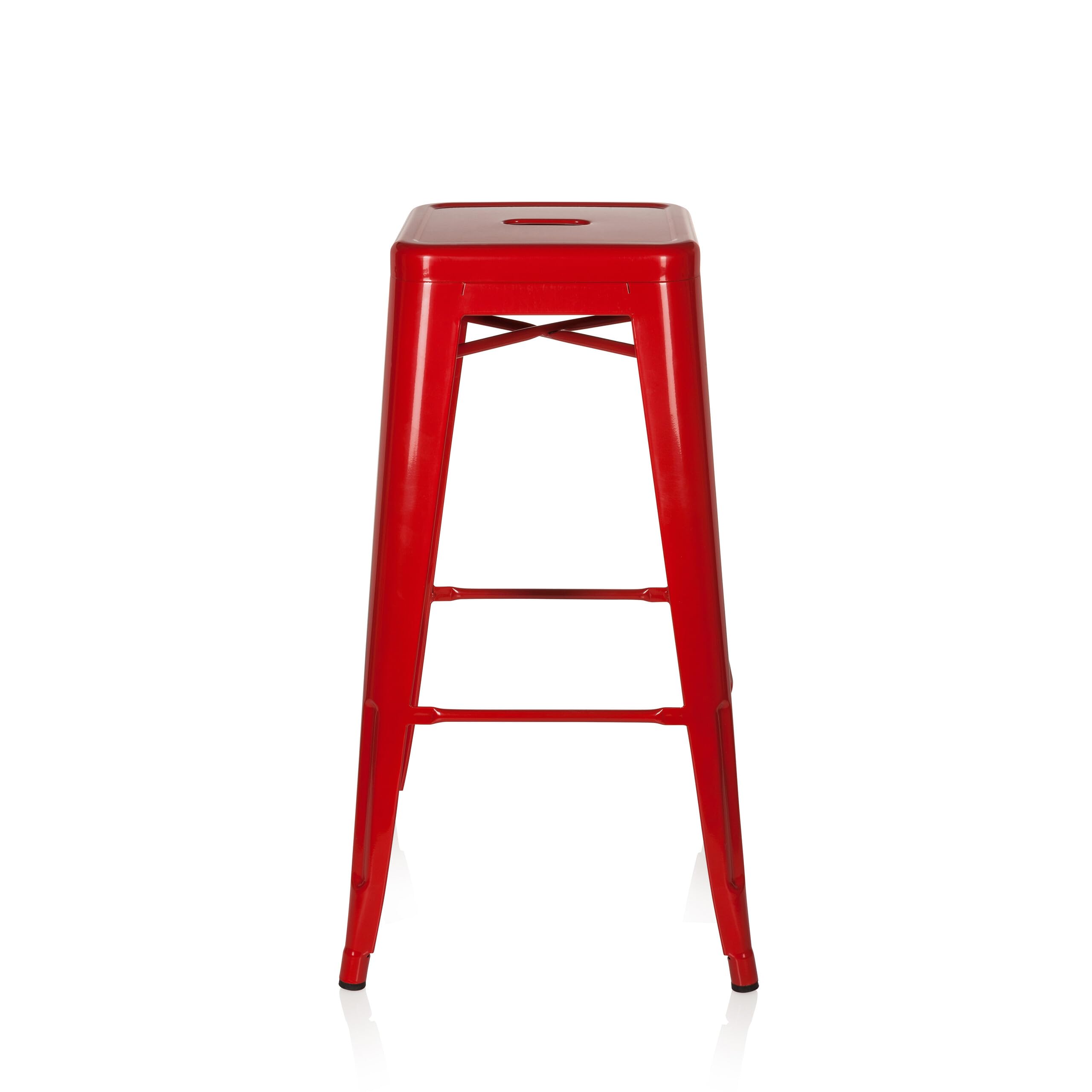 hjh OFFICE 645011 Taburete de Bar VANTAGGIO High Metal Rojo, apilable, Acero Estable, Industrial Style