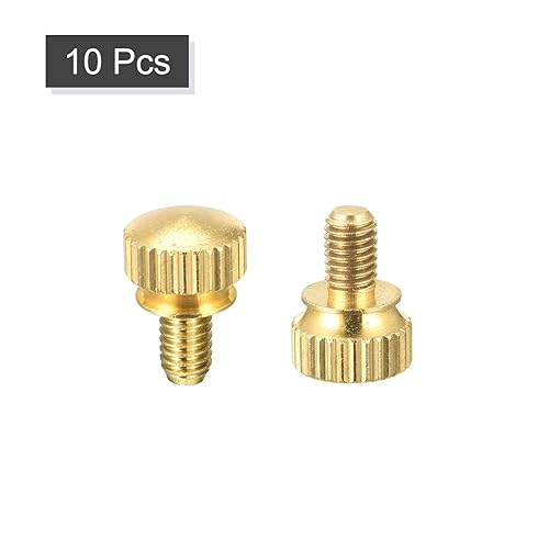 Miniatura 110 de uxcell 5 tornillos moleteados para el pulgar, pernos de hombro de latón M5 x 0.472 in, perillas de agarre escalonadas para PC, electrónicos