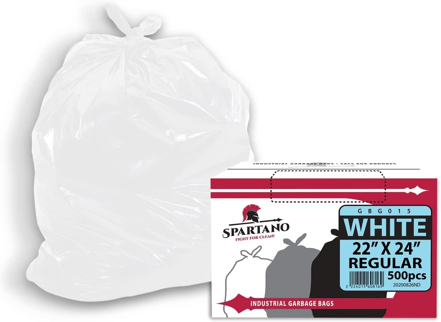 Spartano White Garbage Bags 22 x 24 Inch (500 Count), Regular Kitchen