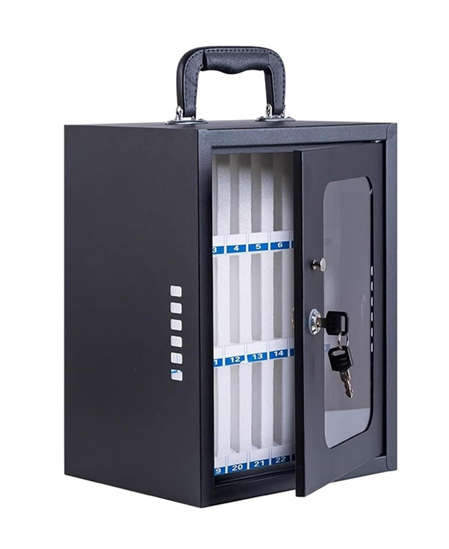 Armadietto di Sicurezza in Acciaio da Parete per cellulari con 12/24/36/48/60 Scomparti, Organizer Sicuro per scuole, uffici ed Eventi. Dimensioni: 25x21x34 cm / 10x8x13 Pollici.