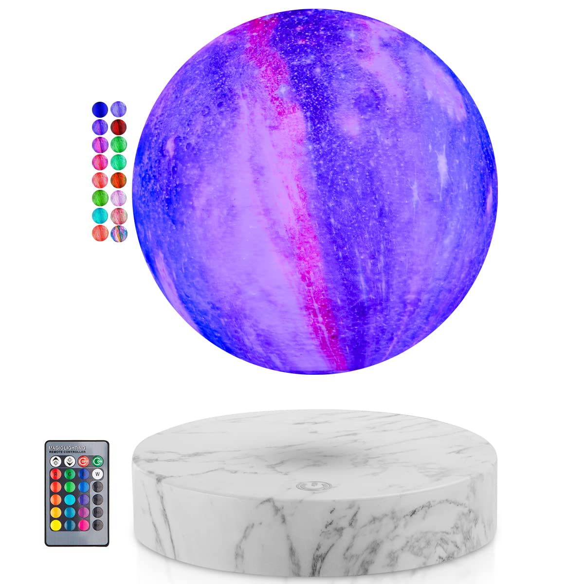 UVEHAS Floating Moon Lamp - Levitating Galaxy Moon Light Remote Control 16 Colors LED Magnetic Levitation Spinning 3D Printing Lunar Night Lights Desk Decorative Lamp for Room Decor Creative Gifts
