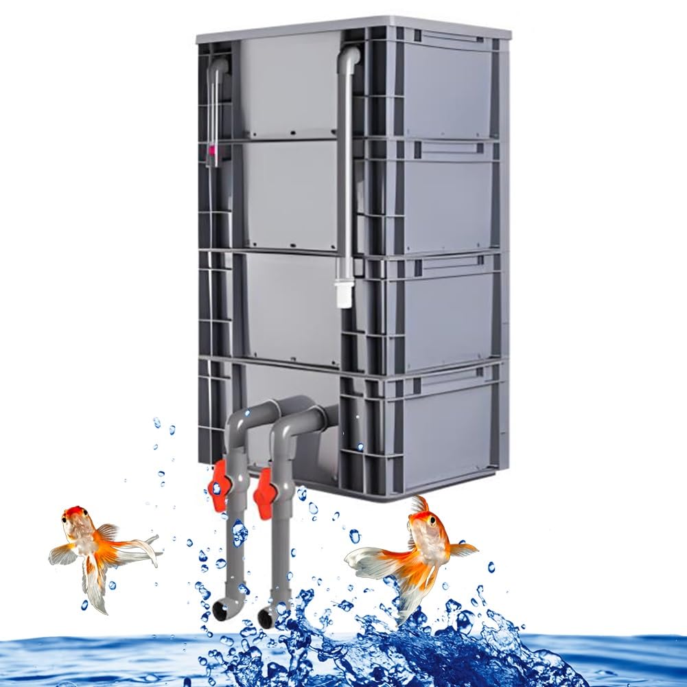 Filtr do akwarium, duży zestaw filtrów do akwarium, skrzynka obrotowa i zewnętrzny system cyklu wody do zbiorników rybnych i stawów, bez pompy i mediów filtrujących, wydajna filtracja (40 x 30 x 59 cm