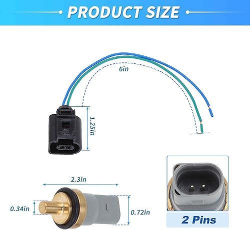 Miniatura 8 de No.06A919501 Sensor de temperatura del refrigerante de agua W/arnés de conector Pigtail para Audi A4 A6 RS4 RS6 para VW Passat Beetle para Porsche