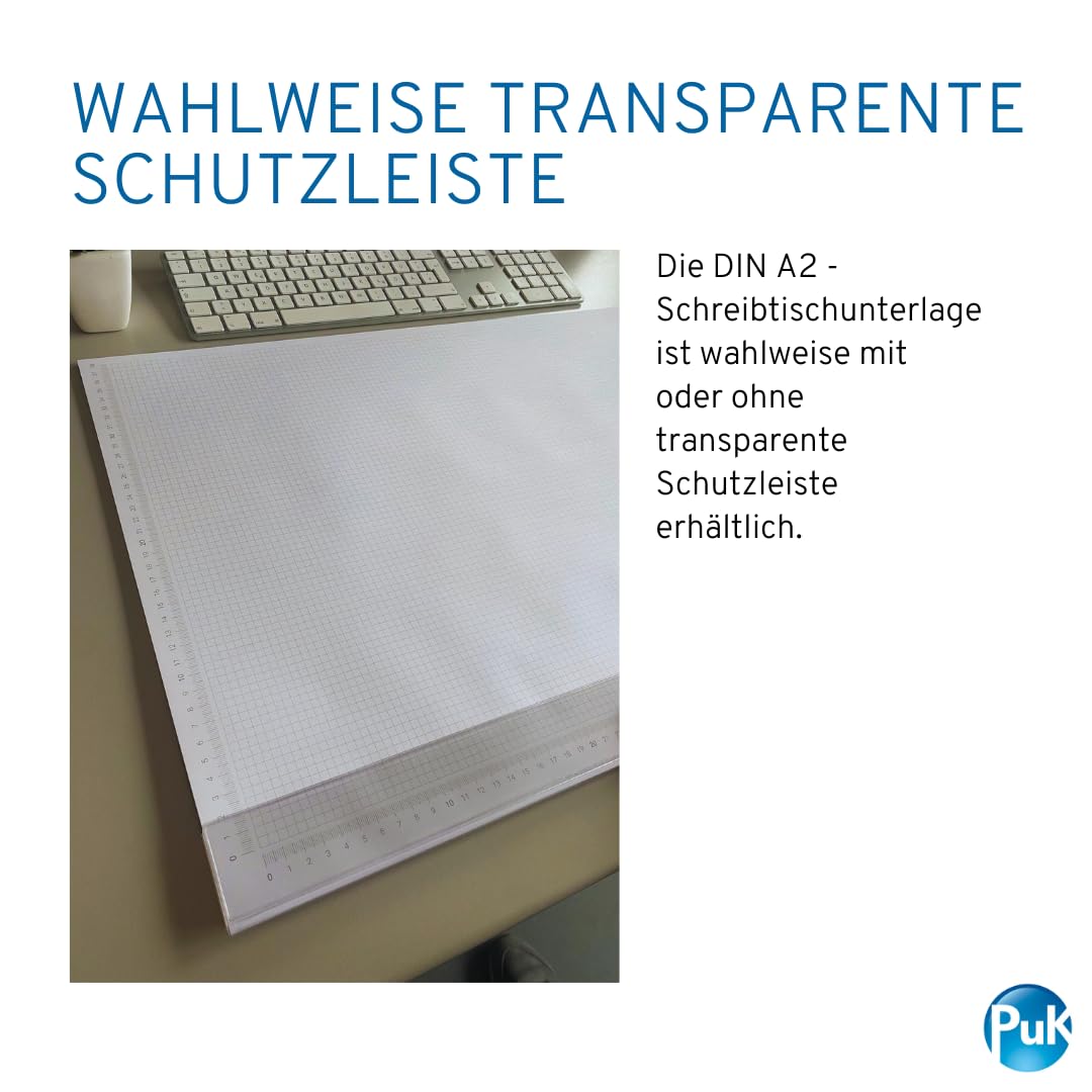 Karierte Papier-Schreibtischunterlage | DIN A2 | seitlich abgedrucktes Lineal | 30 Blatt zum Abreißen | mathematisches Papier karierter Block | zum Beschreiben und Skizzieren (DIN A2 mit Schutzleiste)