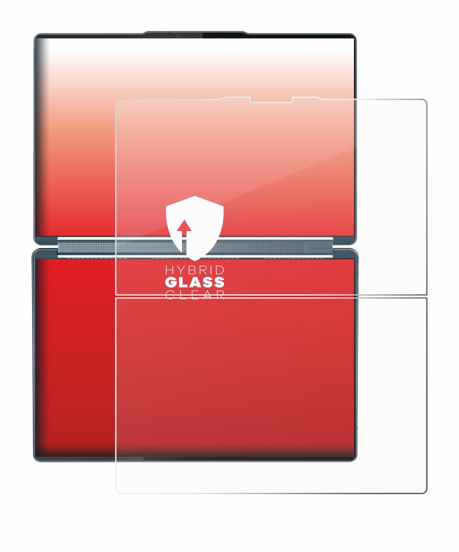 upscreen Pellicola Vetro per Lenovo Yoga Book 9i Gen 10 | , Chiara Protezione Schermo Made in Germany, 9H Durezza Hybrid Glass Antigraffio Trasparente