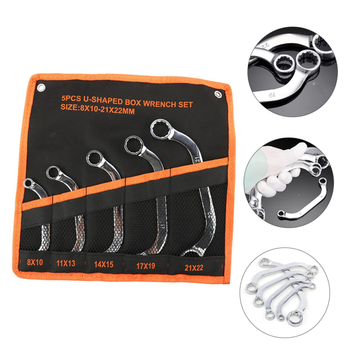 LIFKOME 5 Pièces Set de Clés à Douille Double Tête Acier Chrome Vanadium Outils Multifonctionnels pour Réparation Automobile et Installation Équipement