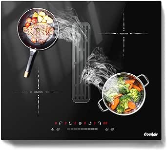 Placa de Inducción 4 Fugeos con Extractor, Empotrable 77 cm, Induccion con Campana Extractora, con Extractor de 135 W, 220-240 V, 6400 W, sin Enchufe