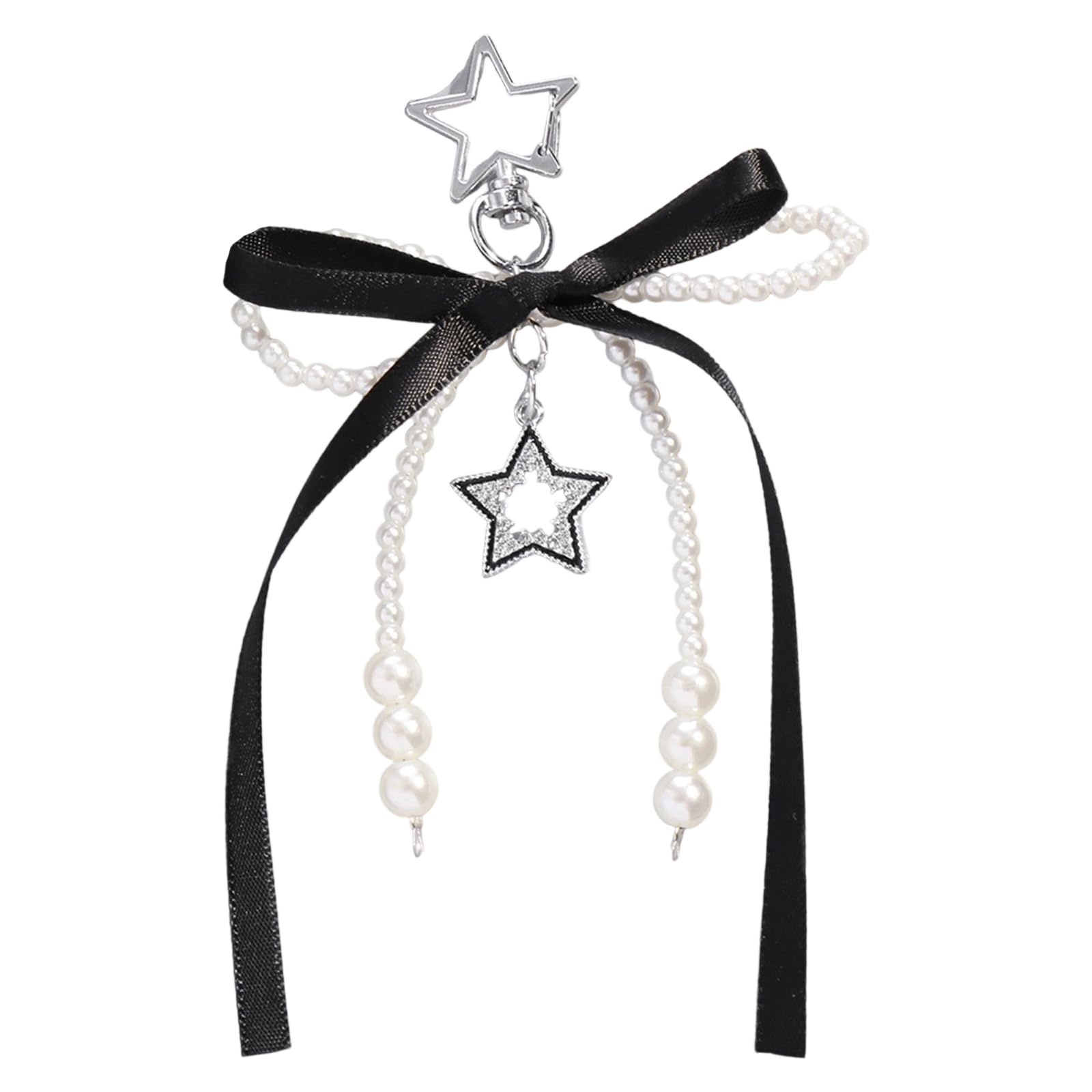 Kalttoy Girls Hollow Aesthetic Keyring Handbag Charm Bows Keychain Bag Charm Decorations Star Car Chain For Woman And Bows Keyring