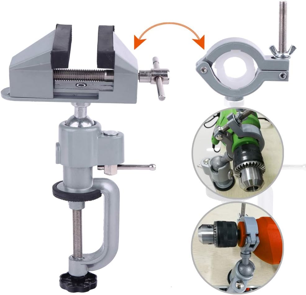 360° Bench Clamp Vises Grinder Holder Drill Stand for Rotary Tool,Craft,Model Building,Electronics,Hobby and Jewelry Making and Metal Work