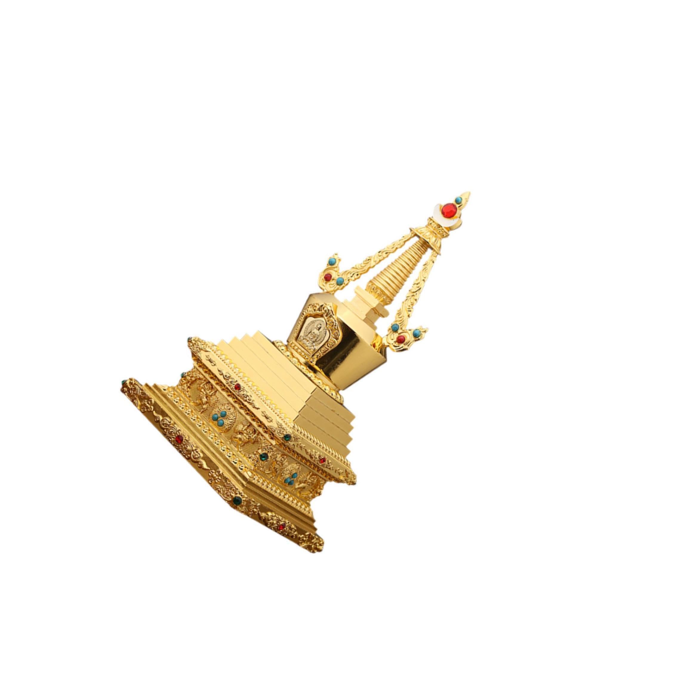 QIXCXAZ Zinc Alloy Stupa Tower Statue Stunning Tibetan Buddhism Decoration For Home Office Living Room Conductivity Tibetan Buddhism Bodhi Stupa Tower