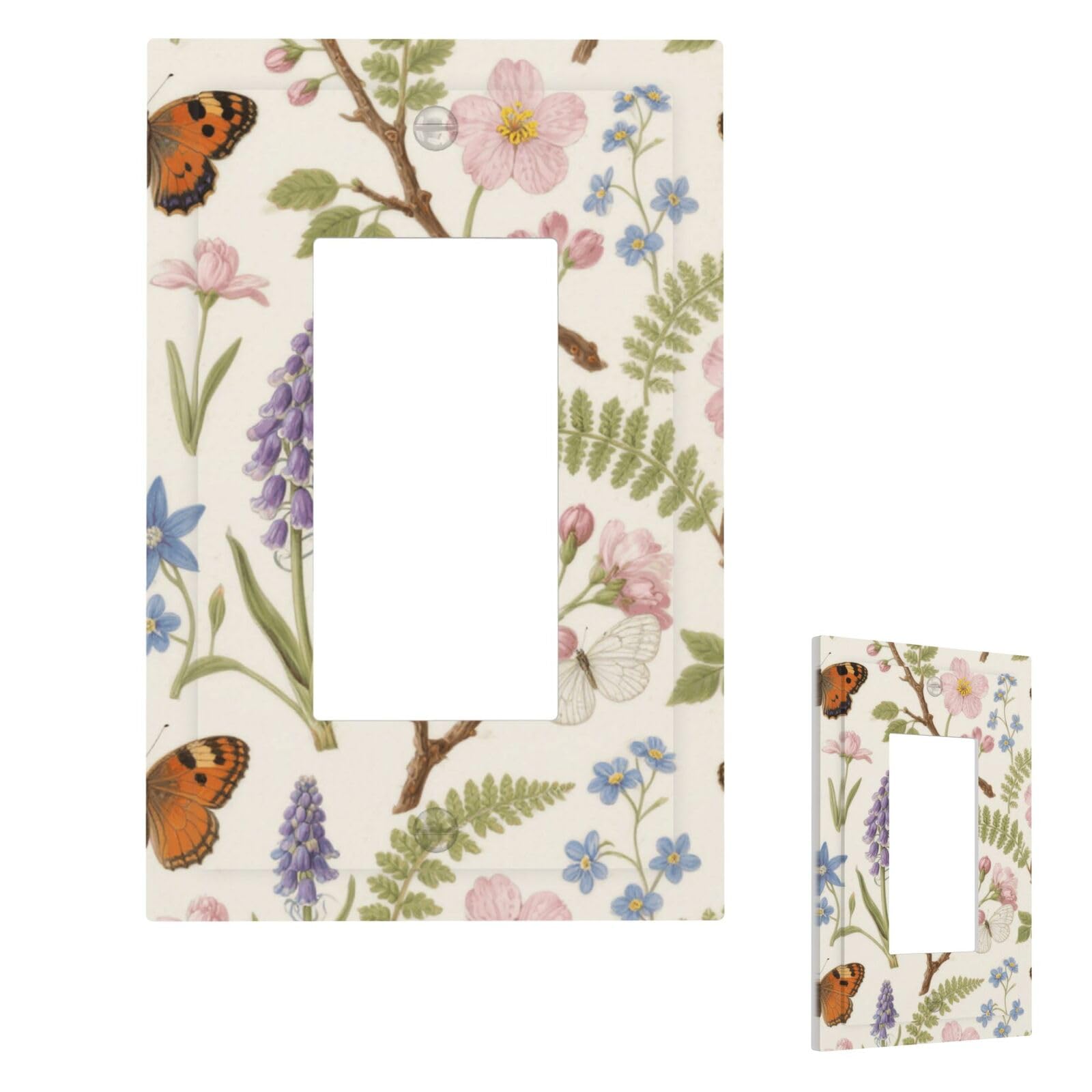Floral Wall Plate Cover Modern Decorative 1 Gang Light Switch Cover Unbreakable Receptacle Outlet Covers For Living Room Bedroom Home Decor 1 Gang
