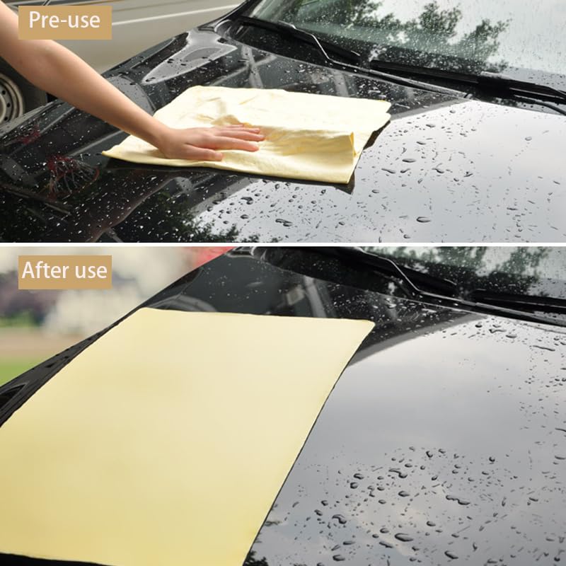 AXZMSZX Car Towel 2 Boxes Reusable Absorbent Chamois Towel for Car Scratch Resistant Car Drying Towel Specifications (16“x13“) Color (Yellow)
