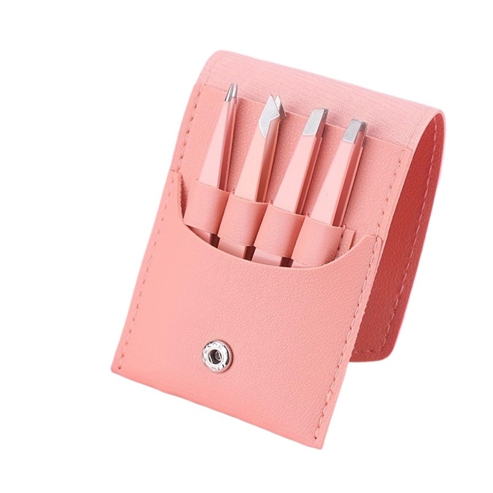 Zgxnyi Pink Eyebrow Tweezers 4 Pcs Tweezers Set - For Eyebrows Great Precision For Facial Hair, Splinter And Ingrown Removal Wit(Pink)