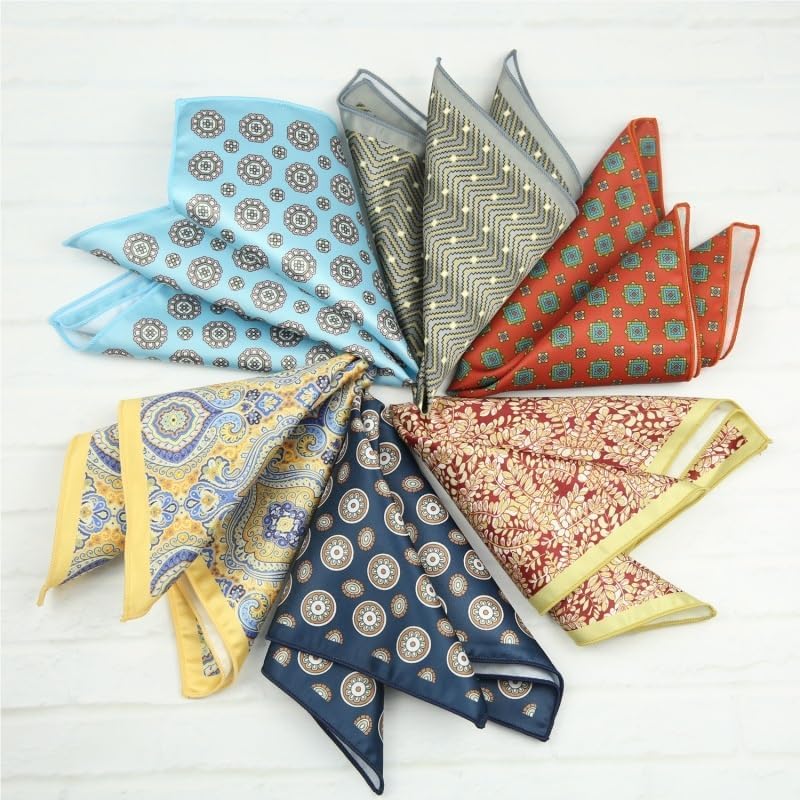 Men's Retro Printed Pocket Square Gentleman's Accessory Chest Versatile