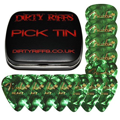 Fender - 12 Médiators Celluloïd Supérieur Lourd - Moto Rouge