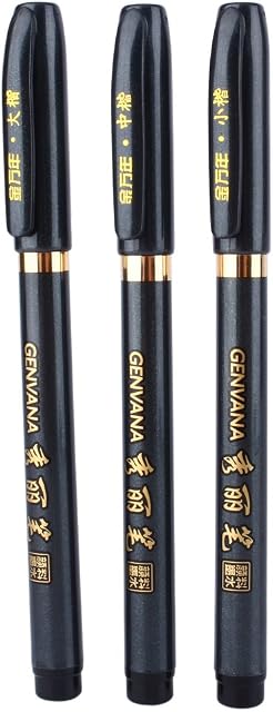 DEWIN Japanese Writing Pen - Fine Felt Tip Writing Pen Japanese Chinese Japanese Calligraphy Shodo Brush Ink Pen Writing Drawing Craft 3Pcs