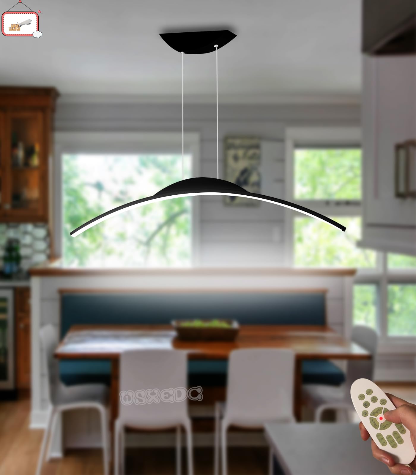 Lampada a sospensione a LED minimalista dimmerabile nera per tavolo da pranzo L80cm Lampada a sospensione a LED design lineare Lampada a sospensione da cucina Lampadario regolabile in altezza Sala da
