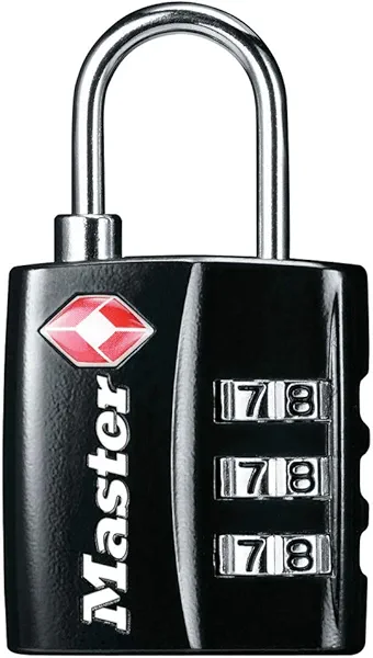 Master Lock Black TSA-Approved Luggage Lock with Wide Lock Body and Thin, Durable Steel Shackle, Zipper Lock for Backpacks, Luggage, 4680DBLK