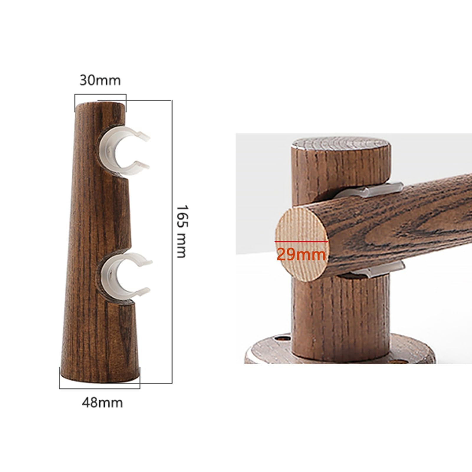Zestaw drewnianych wsporników orzechowych - 140 cm, idealny do salonu i sypialni, Ele Home Decor, Easy Inllat, Quali, Slish Window Treatment