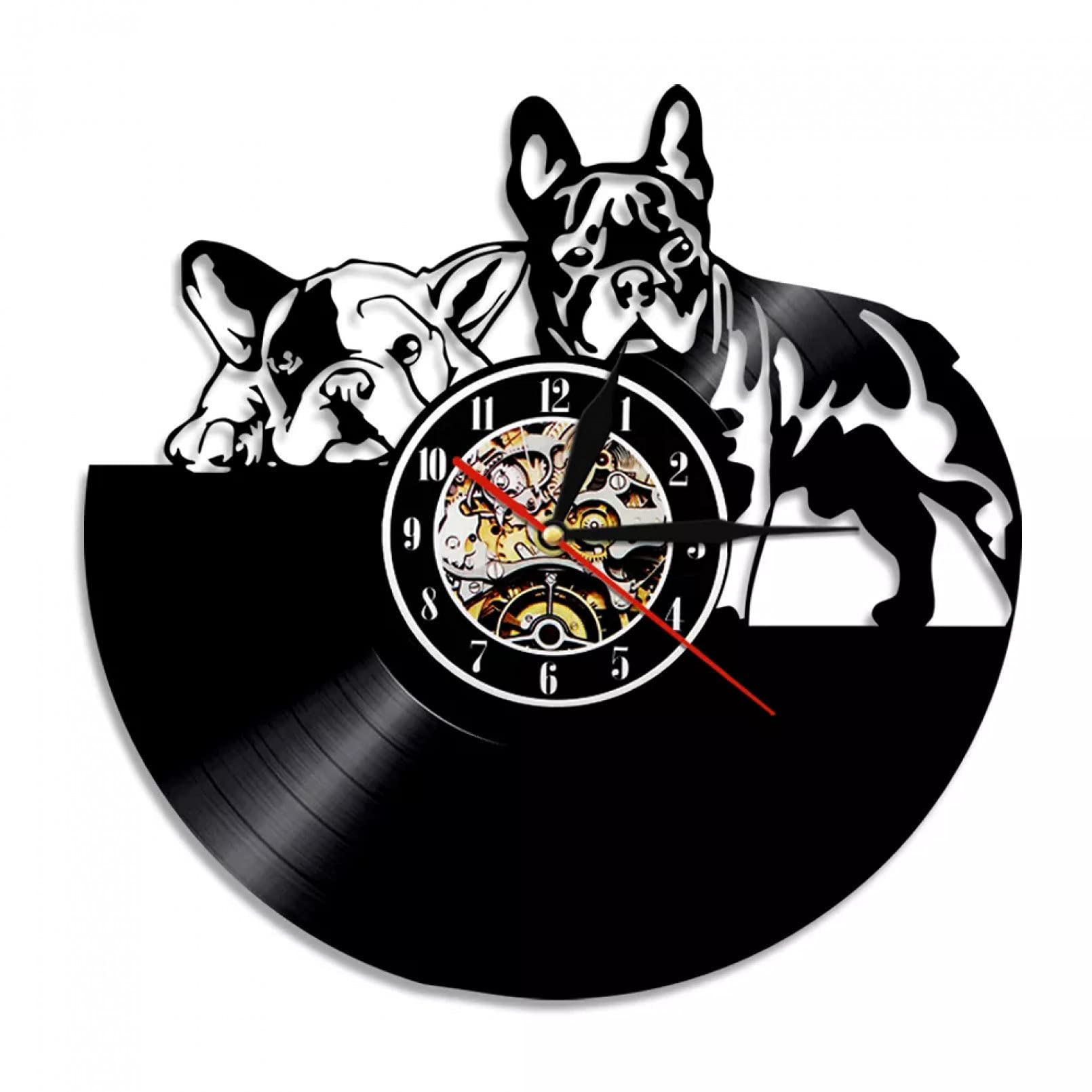 suhang Dogs Silhouette Wall Clock French Bulldog LED Lighting Backlight Gift for Dog